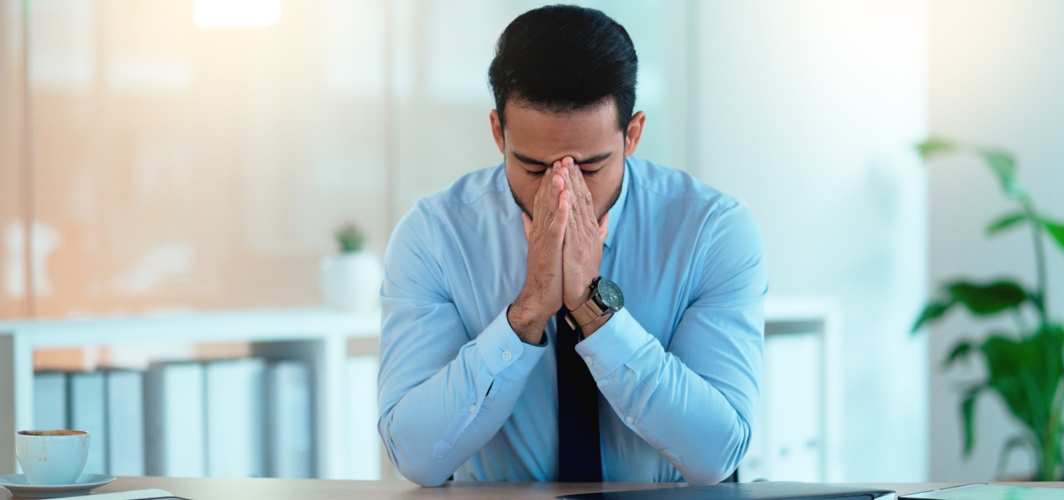 frustrated salesman because his noncompliant business is losing customers